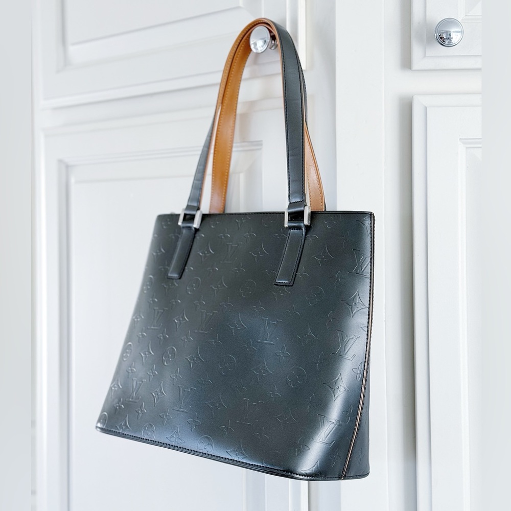 Dark Gray Louis Vuitton Monogram Mat Stockton Tote Bag - Picture 3 of 15